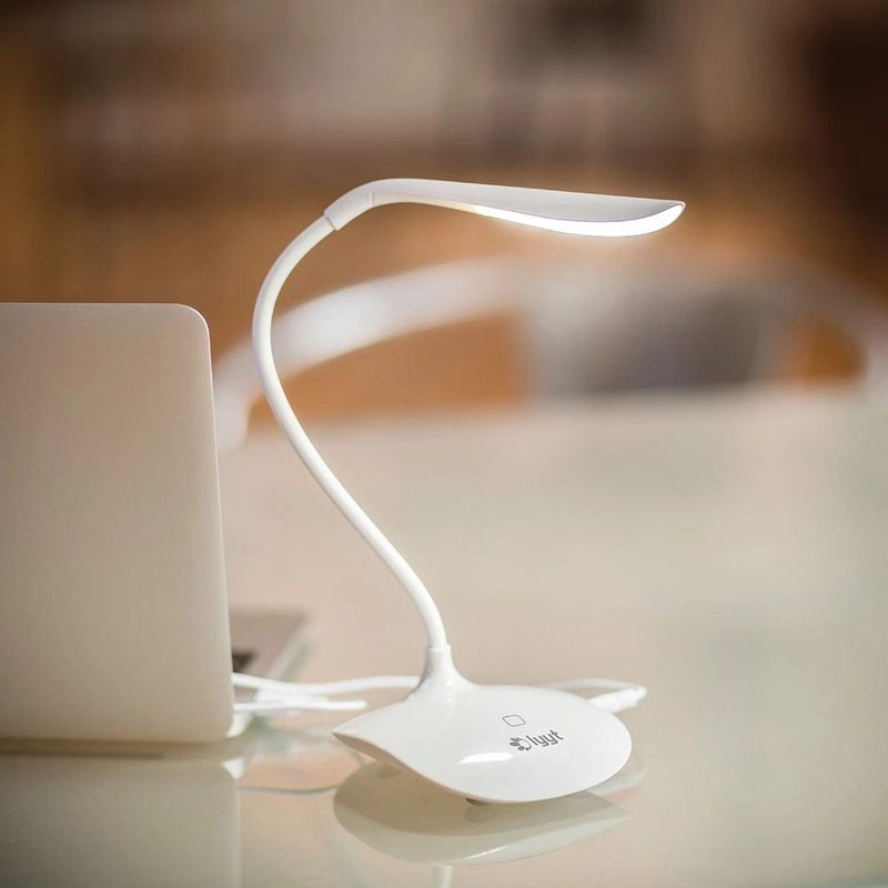 白色触控 LED 台灯 USB 供电 细灯臂阅读灯 细节图1